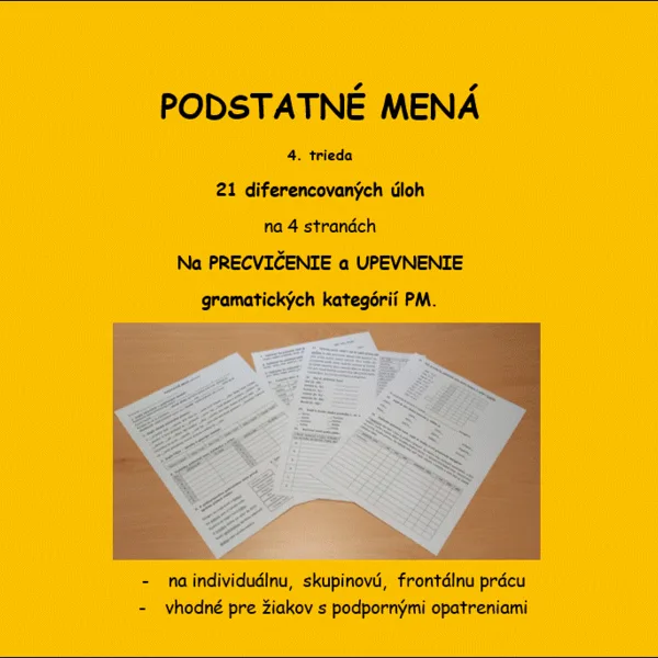 Podstatné mená - gramatické kategórie 4. trieda