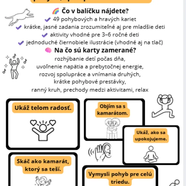 🧸 49 POHYBOVÝCH KARIET PRE MŠ 