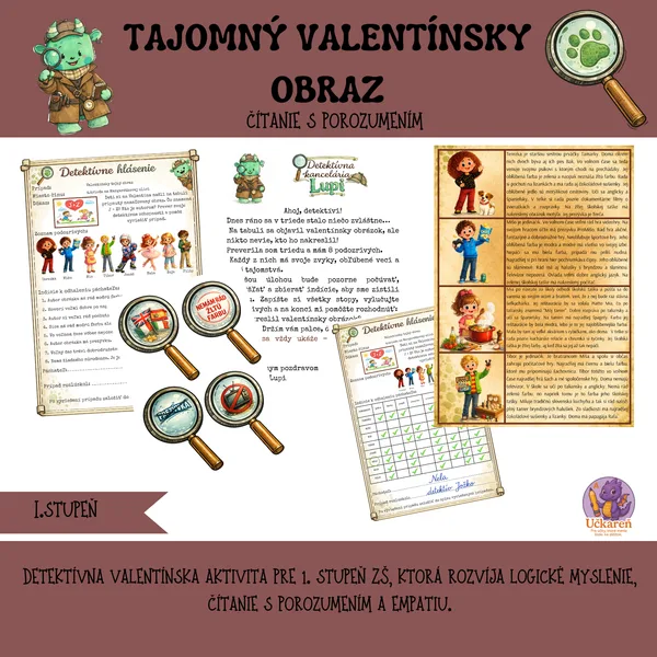 Tajomný valentínsky obraz - čítanie s porozumením - Detektívna kancelária Lupi