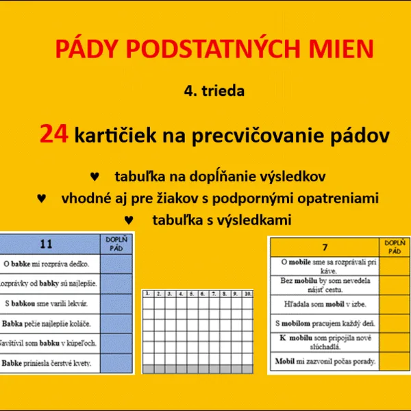 Hra PÁDY podstatných mien
