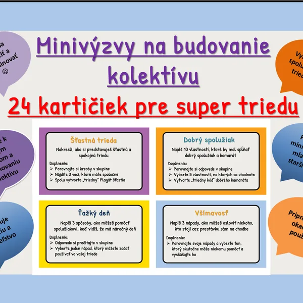 Minivýzvy na budovanie kolektívu - 24 kartičiek pre super triedu 