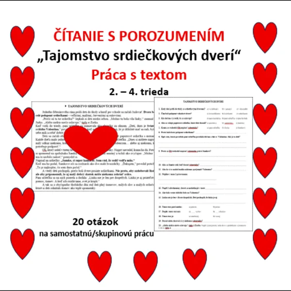 Tajomstvo srdiečkových dverí - práca s textom, čítanie s porozumením