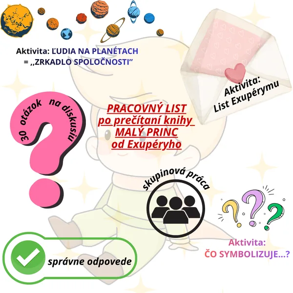 Malý princ - pracovný list po prečítaní knihy (+ odpovede)