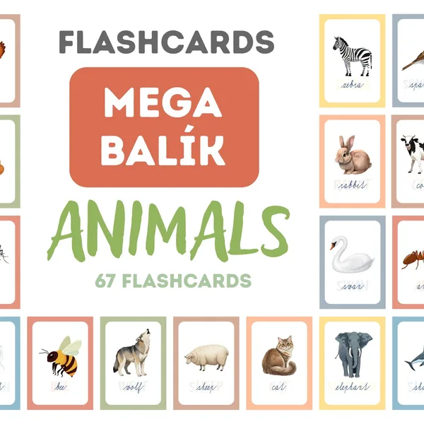FLASHCARDS - animals - mega balík