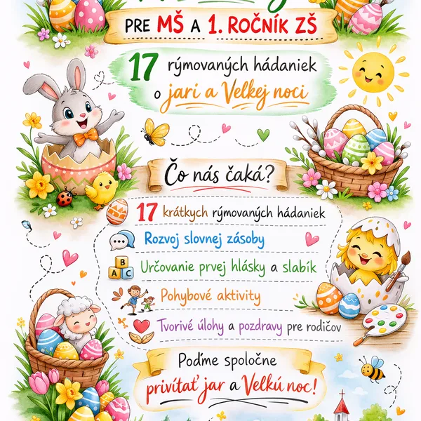 Tematický veľkonočný balík – hádanky, pohyb a fonematické aktivity