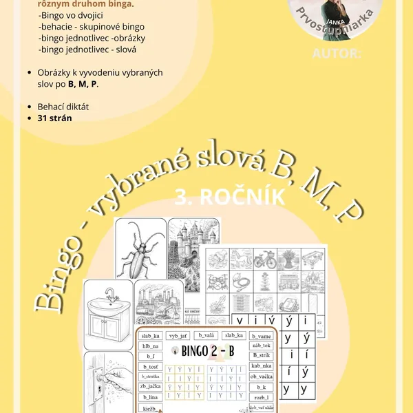 Vybrané slová B, M, P - Bingo