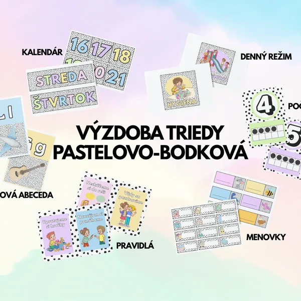 PASTELOVO-BODKOVANÁ VÝZDOBA TRIEDY