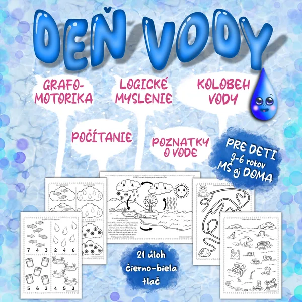 VODA - pracovné listy na DEŇ VODY pre MŠ