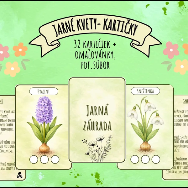 Jarné kvety- kartičky + omaľovánky 🌸