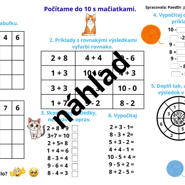 Sčítanie a odčítanie do 10.