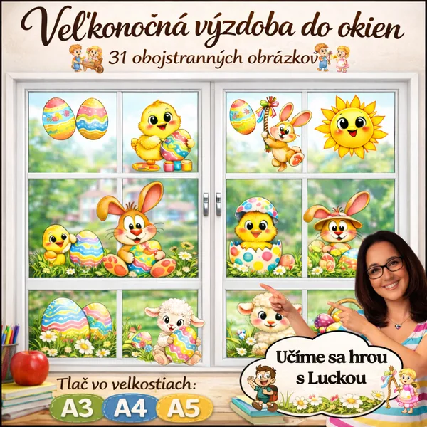 Veľkonočná – obojstranná výzdoba do okien A3, A4, A5