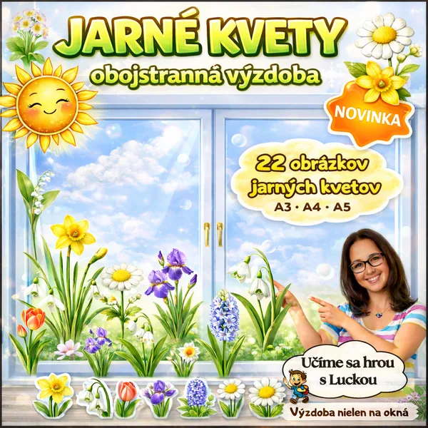 Jarná výzdoba – kvety – veľkosť A3, A4 alebo A5 – obojstranná výzdoba nielen do okien