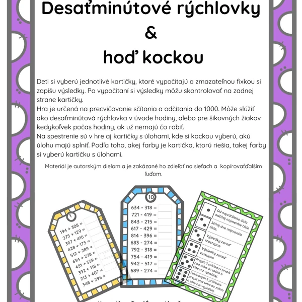 Desaťminútové rýchlovky & hoď kockou 