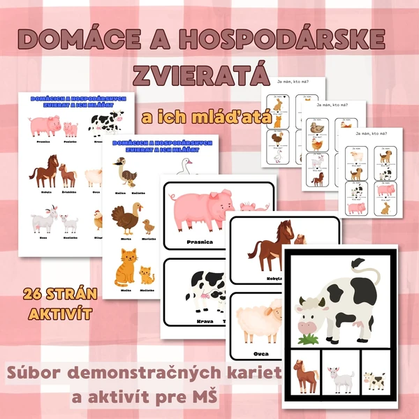 DOMÁCE ZVIERATÁ A ICH MLÁĎATÁ (SÚBOR DEMONŠTRAČNÝCH KARIET A AKTIVÍT PRE MŠ)