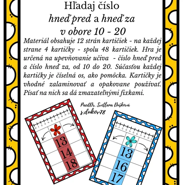 Hľadaj číslo HNEĎ PRED a HNEĎ ZA číslom 10 - 20