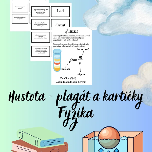 Hustota - plagát, kartičky