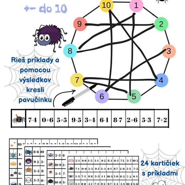 Matematická pavučinka +- do 10