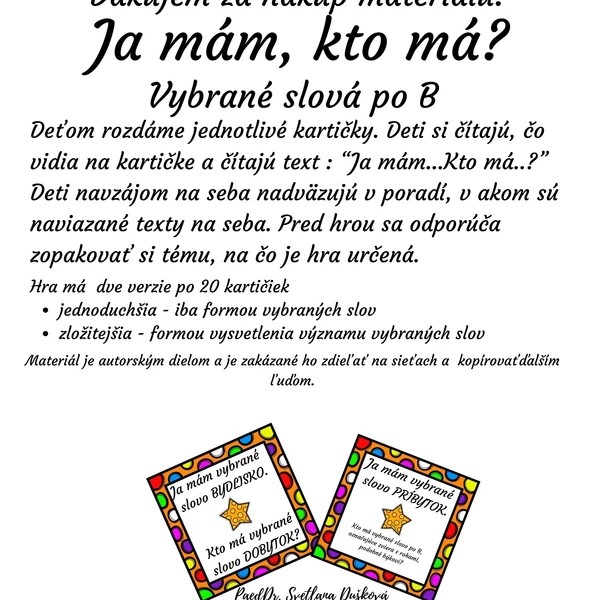 Ja mám, kto má? Vybrané slová po B