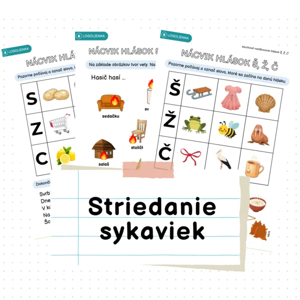 Sykavky | Striedanie sykaviek v slovách a vetách | Pracovné listy | Logopédia