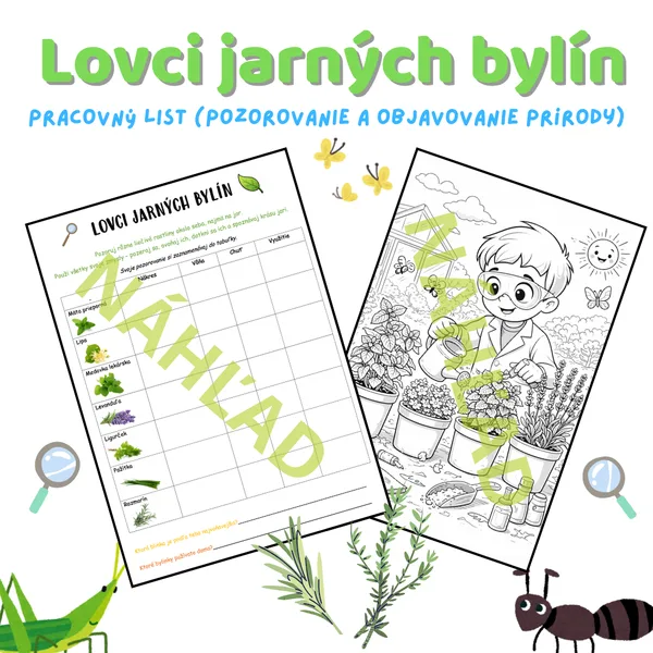 Lovci jarných bylín – pracovný list (pozorovanie a objavovanie prírody)