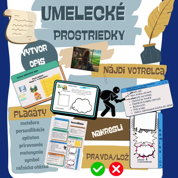 Umelecké prostriedky v praxi/ literatúra, teória, práca s textom, čítanie s porozumením, tvorivé písanie 