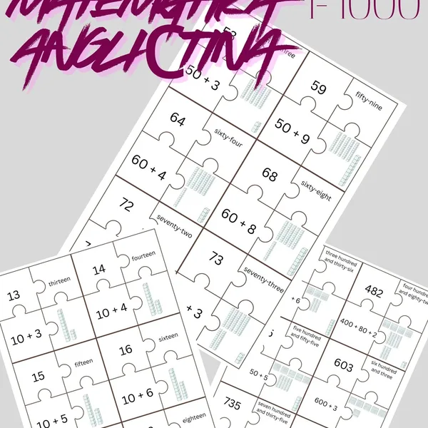 Number puzzles from 1 to 1000- rozklad, anglický zápis a vizualizácia