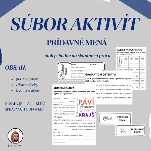 PRÍDAVNÉ MENÁ - súbor aktivít