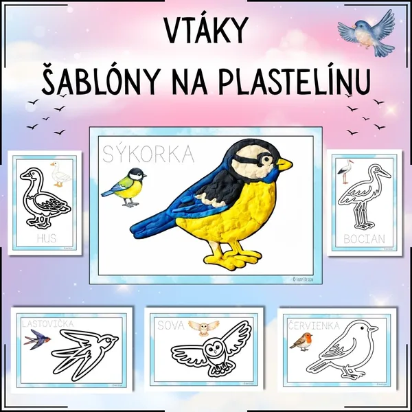 Vtáky - šablóny na plastelínu
