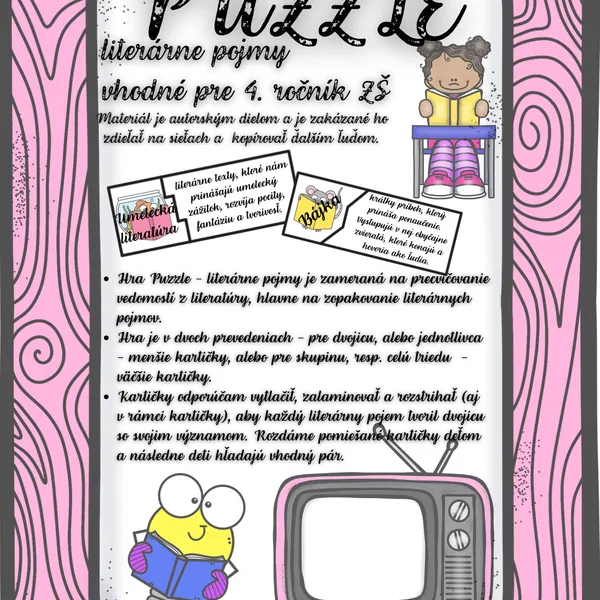 PUZZLE Literárne pojmy 4. ročník