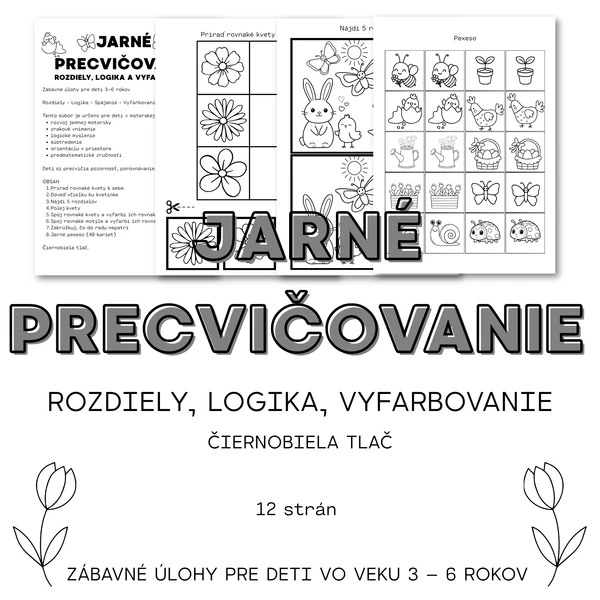 JARNÉ PRECVIČOVANIE – súbor pracovných listov (Čiernobiela tlač)
