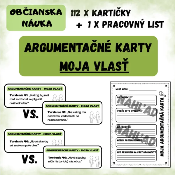 Argumentačné karty: MOJA VLASŤ