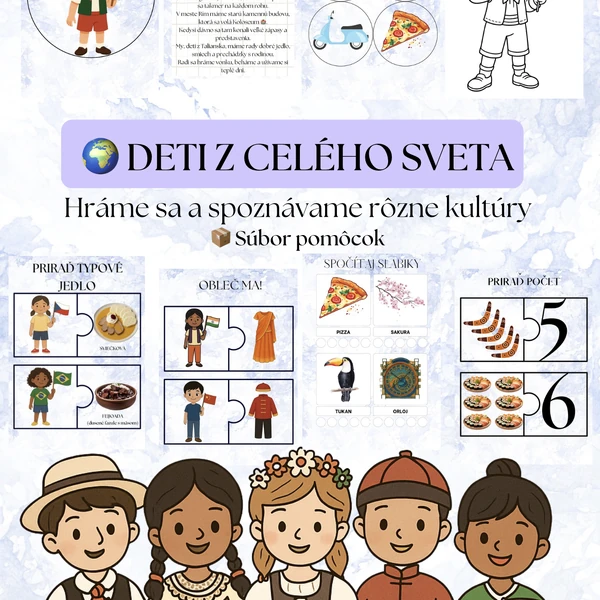 🌍 DETI Z CELÉHO SVETA – výukový PDF súbor pre deti v MŠ 🎎🥘🏰