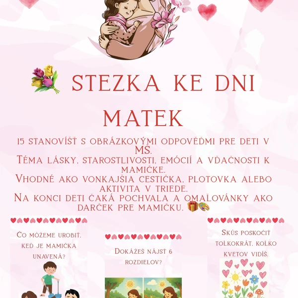 🌸💖 Srdiečková cestička pre mamičku – Deň plný lásky a vďačnosti! 💖🌸