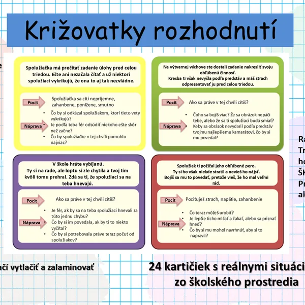 Križovatky rozhodnutí (rešpekt, úcta, empatia, čestnosť) 