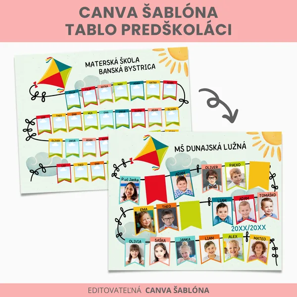 Tablo šarkan predškoláci - Canva šablóna