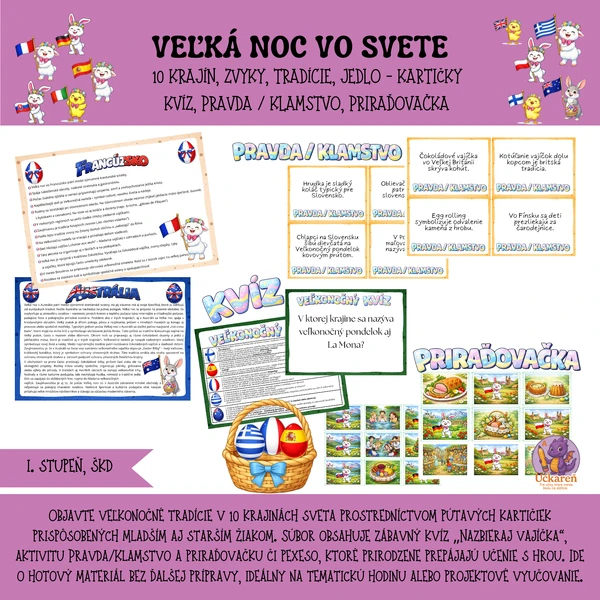 Veľká noc vo svete - kartičky, kvíz, pravda / klamstvo, priraďovačka