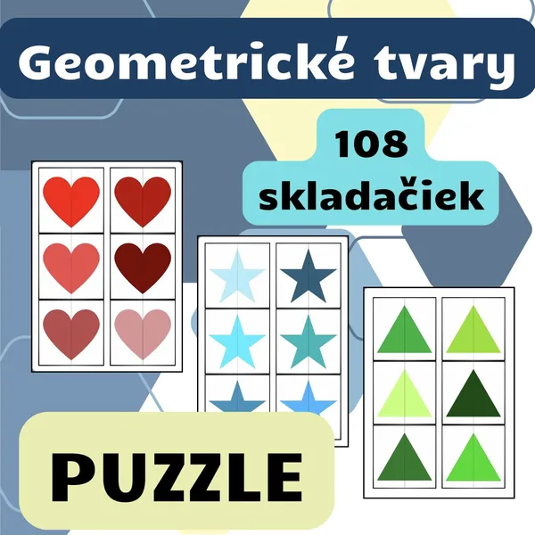 Geometrické tvary + farby - 108 skladačiek