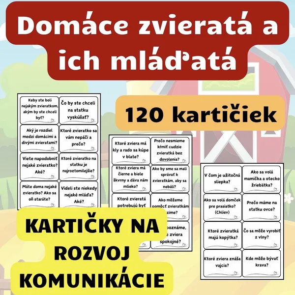 Domáce zvieratá a ich mláďatá - Komunikačné kartičky 2