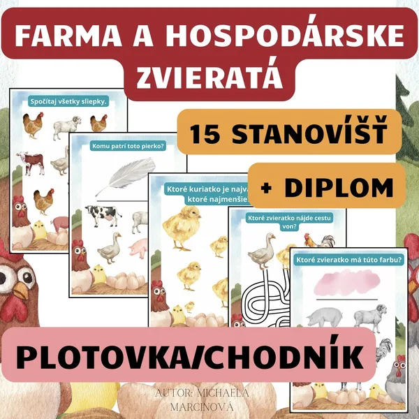 FARMA A HOSPODÁRSKE ZVIERATÁ (16 úloh + diplom) Veľká plotovka / náučný chodník
