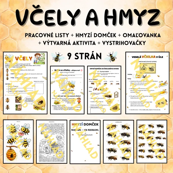 🐝 VČELY A HMYZ – pracovné listy + hmyzí domček + omaľovanka + výtvarná aktivita + vystrihovačky