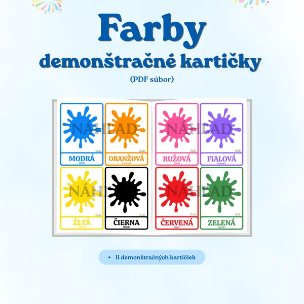 Farby - demonštračné kartičky v slovenskom a anglickom jazyku (PDF súbor)