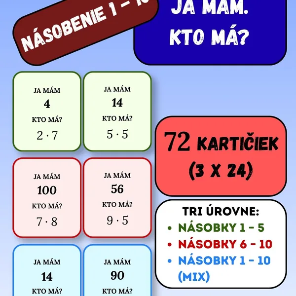 Násobenie (1 - 10) : Ja mám. - Kto má?