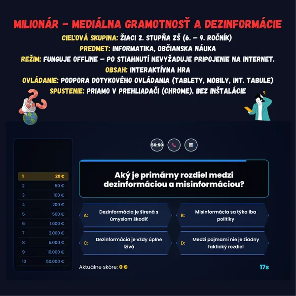 Milionár - Mediálna gramotnosť a dezinformácie