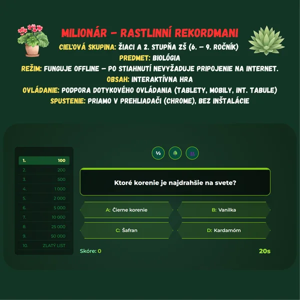 Milionár - Rastlinní rekordmani
