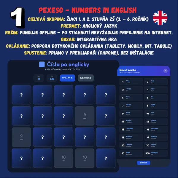 Pexeso - Numbers in English