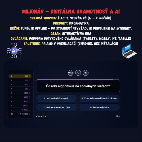 Milionár – Digitálna gramotnosť a AI