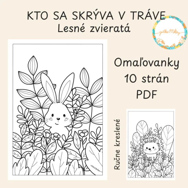 Kto sa skrýva v tráve? Lesné zvieratá - Omaľovanka