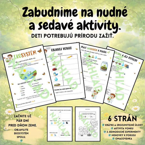 EKOSYSTÉM NA JAR, Deň Zeme – pracovný list, experimenty a omaľovánka (badateľská aktivita)