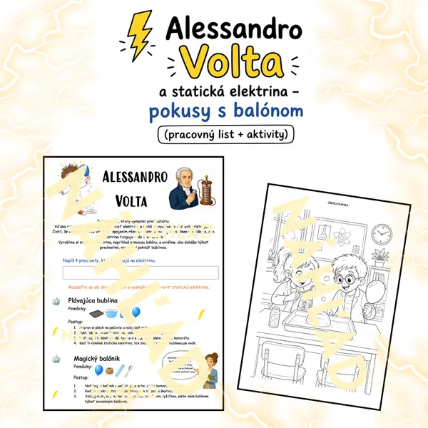 Alessandro Volta a statická elektrina – pokusy s balónom (pracovný list + aktivity)