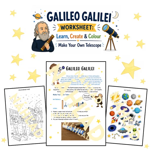 Galileo Galilei Worksheet: Make Your Own Telescope – Learn, Create & Colour